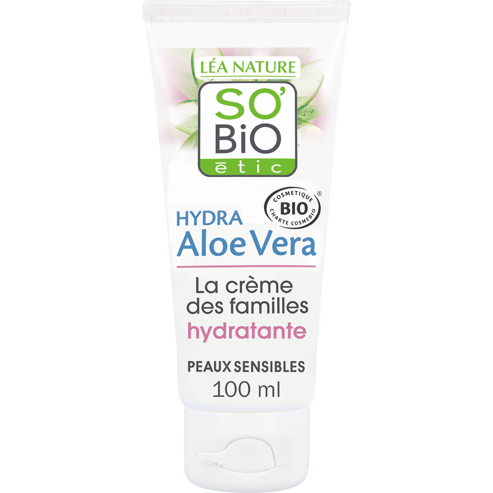 Crème hydratante hypoallergénique peaux sensibles et réactives famillebio hydra aloé véra SO'BIO ETIC, 100ml