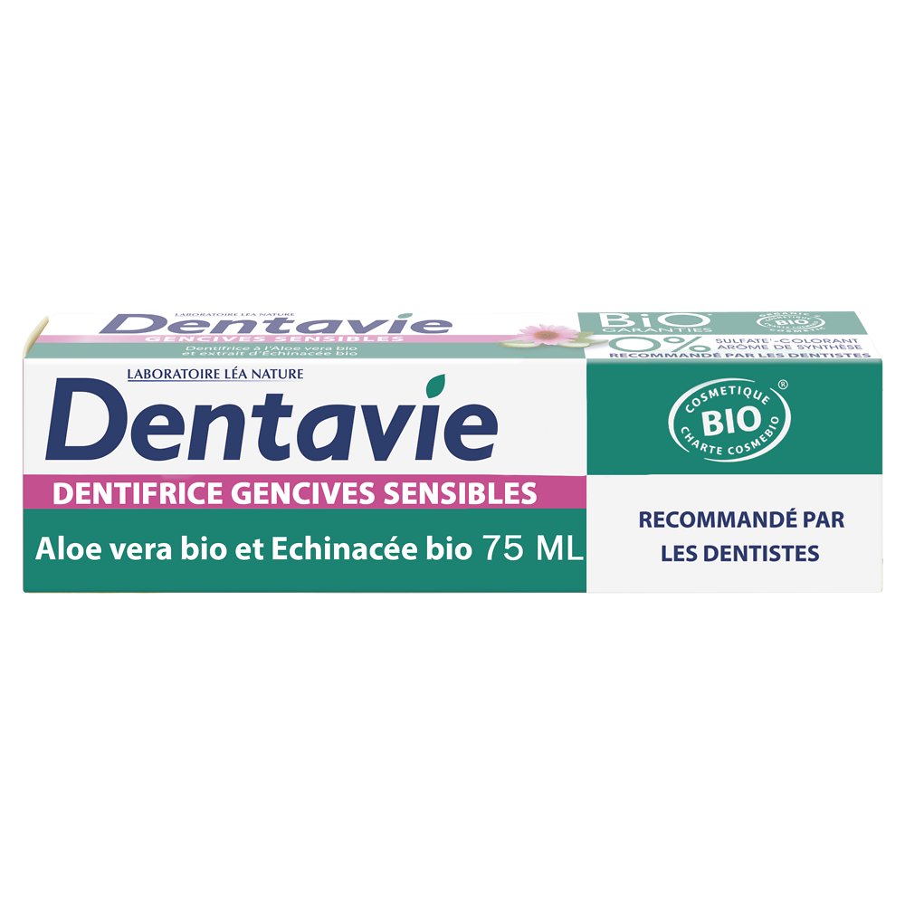 Dentifrice gencives sensibles bio DENTAVIE, tube de 75ml