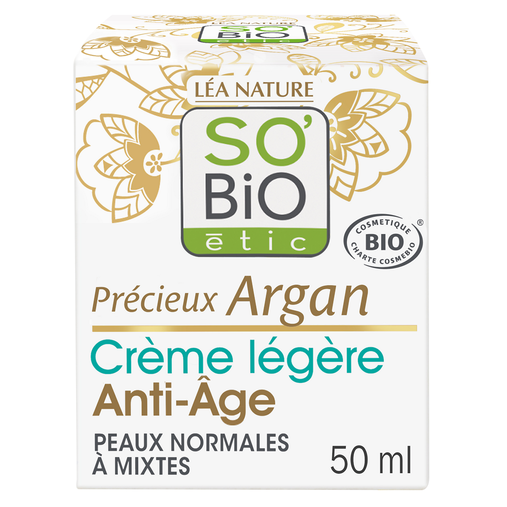 Crème visage légère anti-âge bio SO'BIO, pot de 50ml