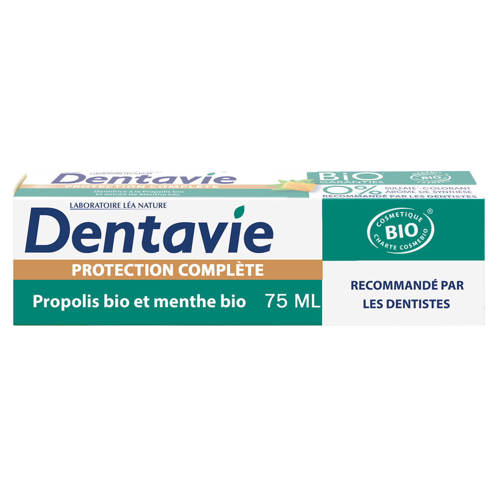 Dentifrice protection complète bio DENTAVIE, tube de 75ml