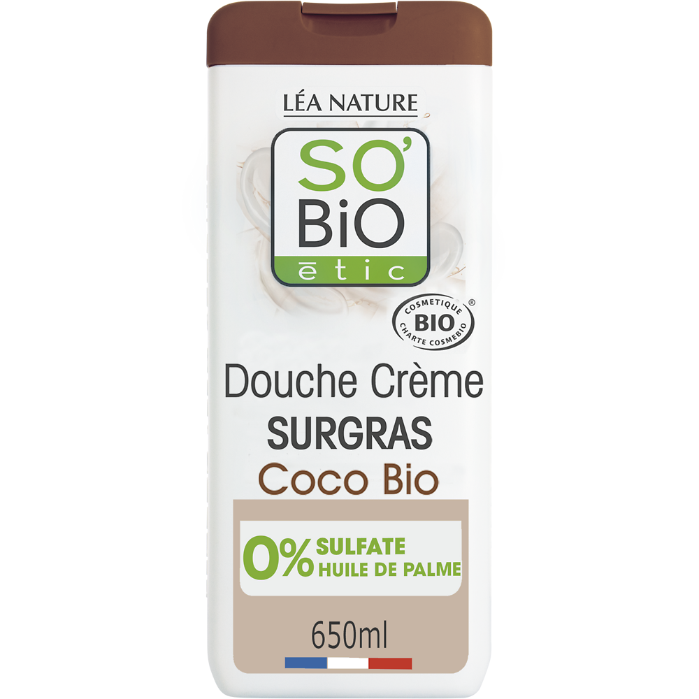 Douche crème surgras à l'huile de coco bio SO'BIO 650ml