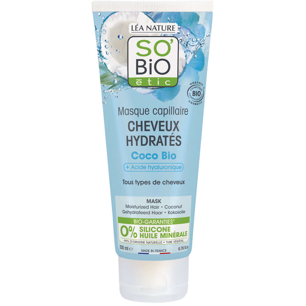 Masque cheveux hydratés coco et acide hyaluronique SO BIO 200ml