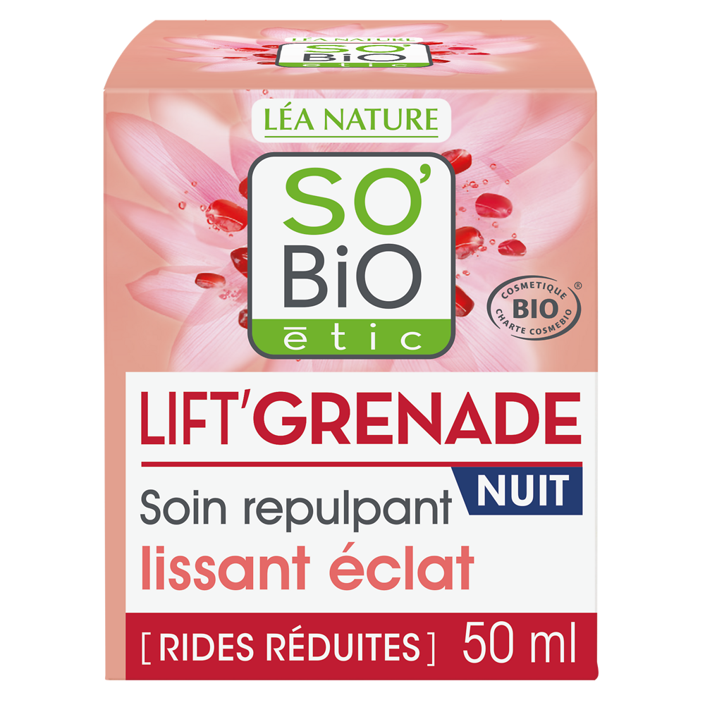 Soin repulpant lissant éclat nuit lift'grenade SO'BIO 50ml