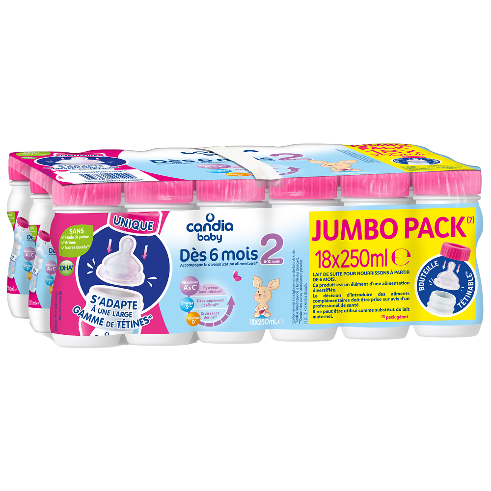 CANDIA BABY lait 2éme âge jumbo pack 18x25cl