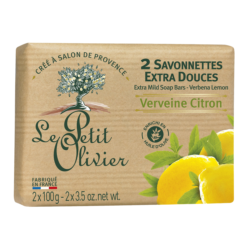 Savon extra doux verveine citron LE PETIT OLIVIER, 2x100g