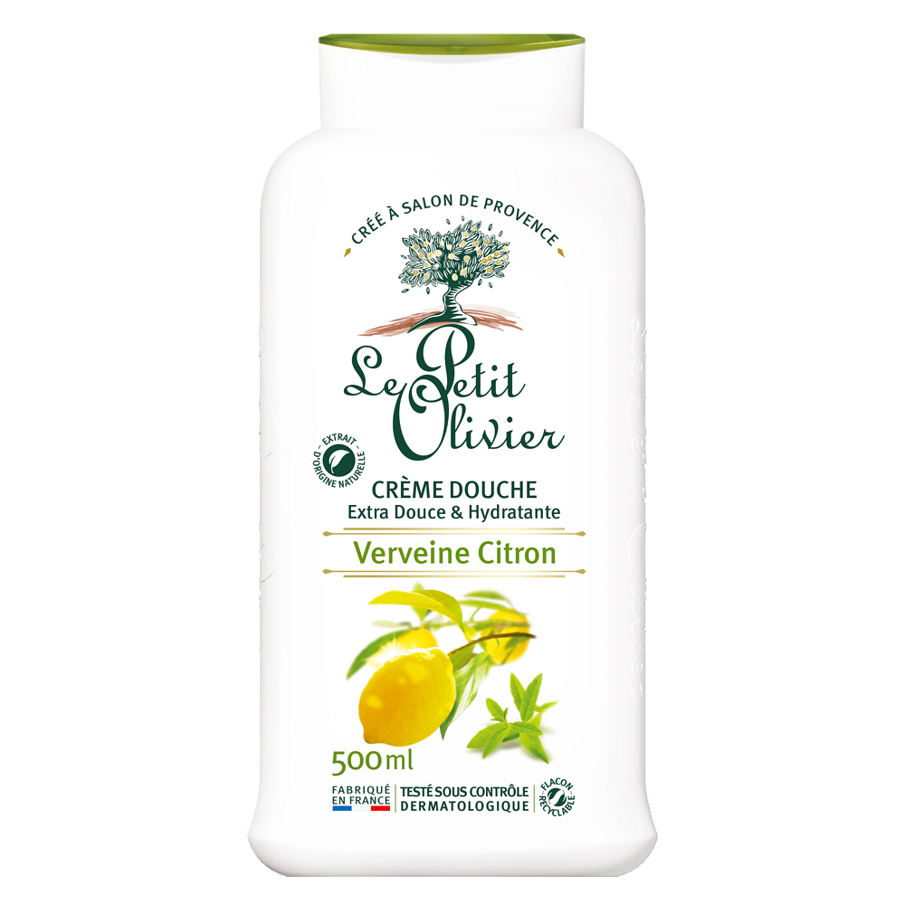 Crème de douche à la verveine et citron LE PETIT OLIVIER, flacon de 500ml