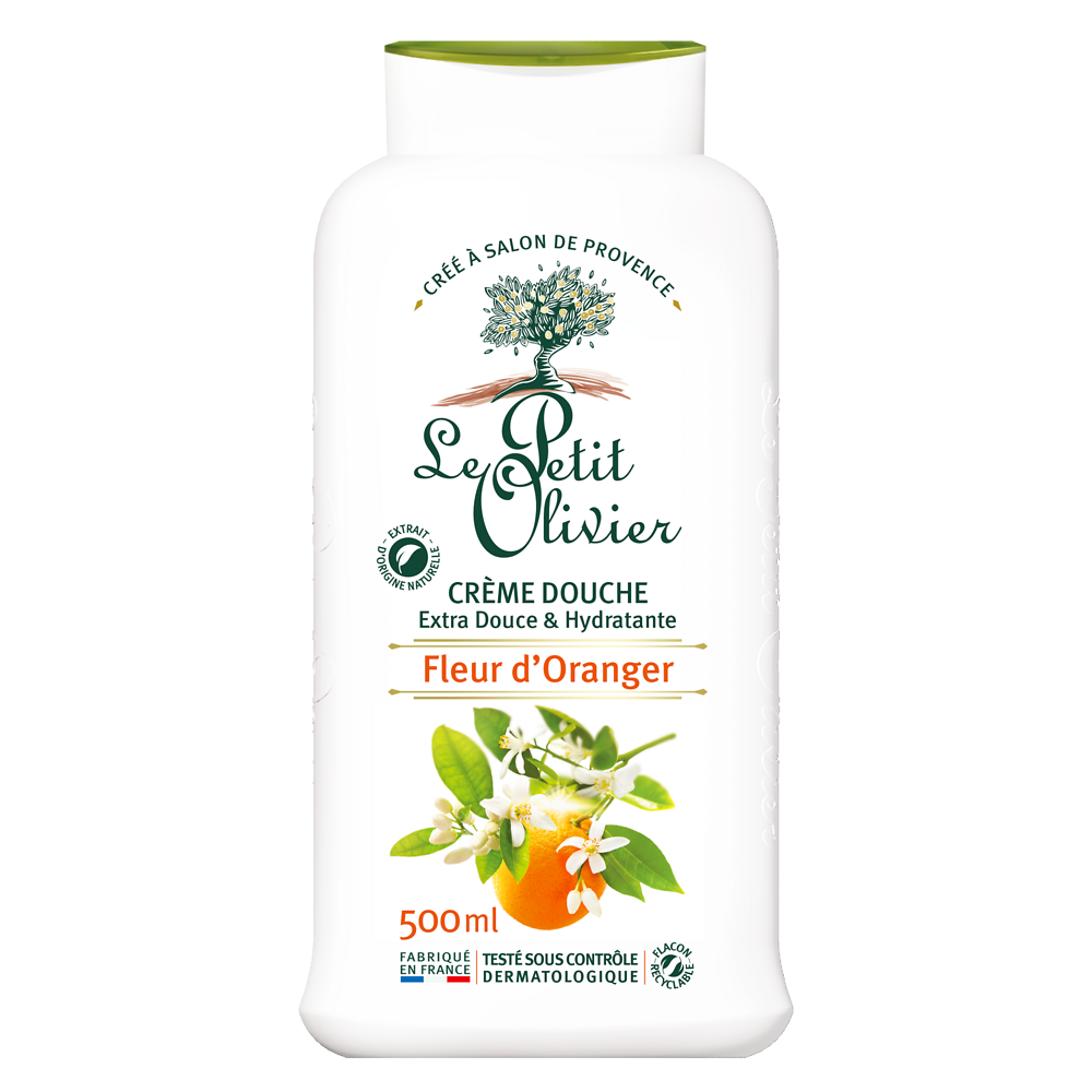 Crème de douche à la fleur d'oranger LE PETIT OLIVIER, flacon de 500ml