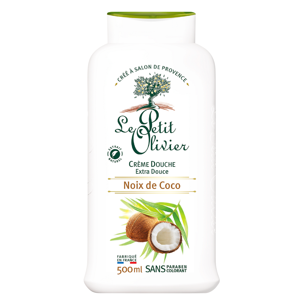 Crème de douche extra douce à l'extrait naturel de noix de coco LE PETIT OLIVIER, flacon de 500ml