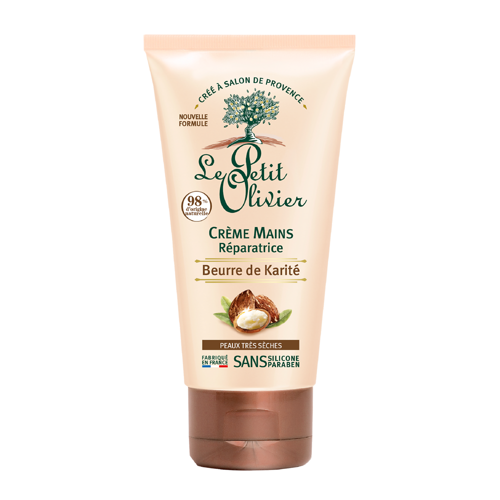 Crème réparatrice pour les mains au beurre de karité pour les peauxtrès sèches LE PETIT OLIVIER, tube de 75ml