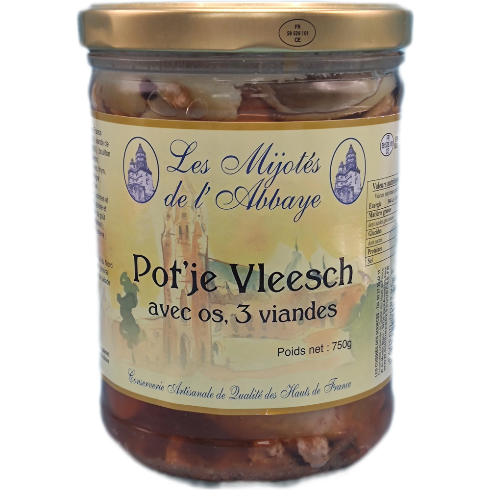 Pot'je vleesch avec os 3 viandes, 750g