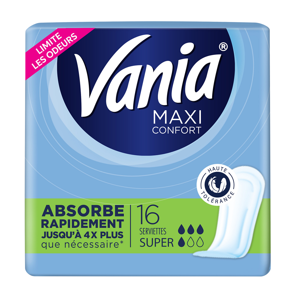 Serviettes hygiéniques maxi Super Confort VANIA, x16