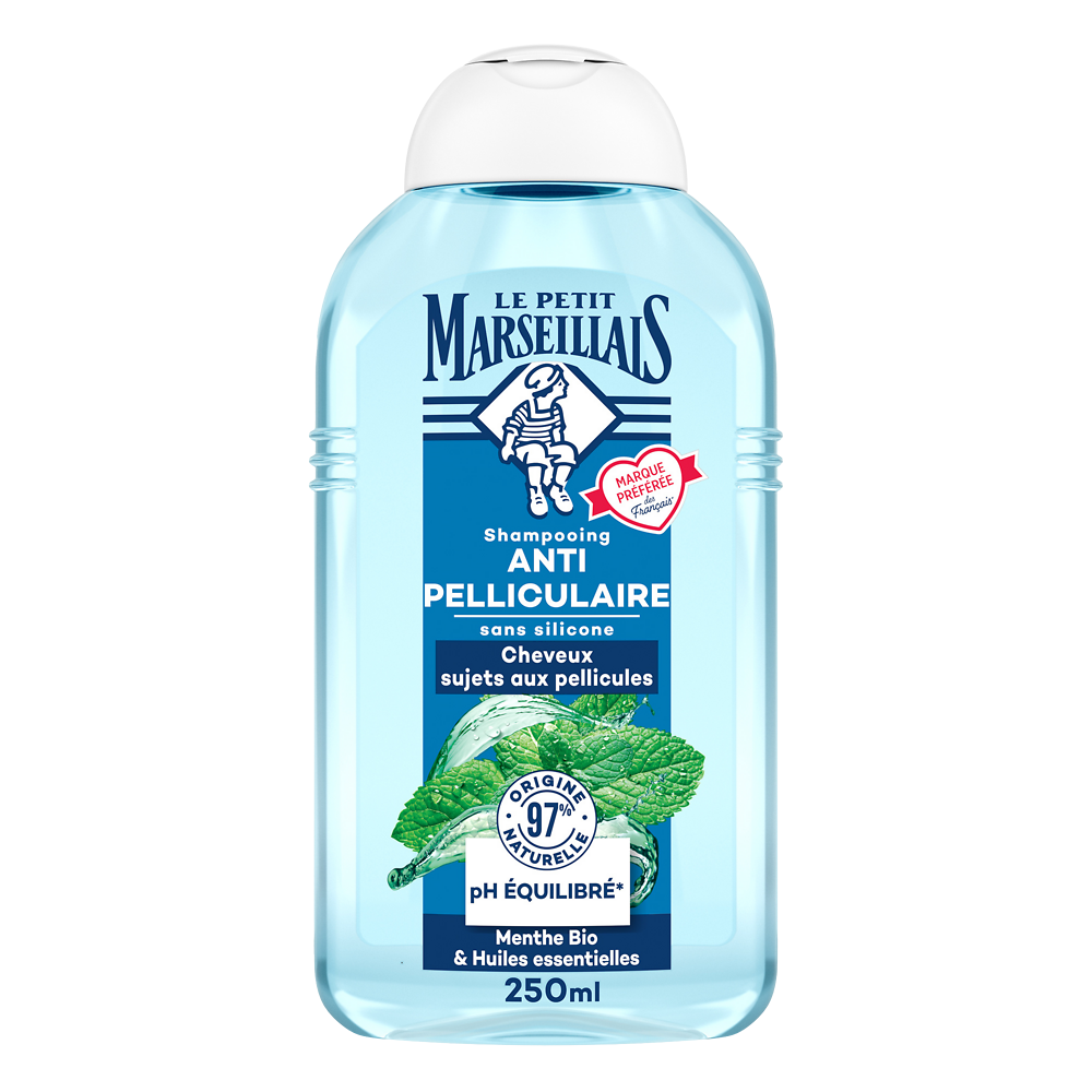 Shampooing antipelliculaire cheveux normaux infusion & menthe bio LE PETIT MARSEILLAIS, 250ml