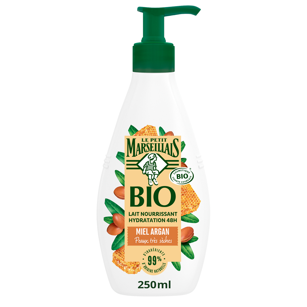 Lait corps hydratant bio miel argan LE PETIT MARSEILLAIS 250ml