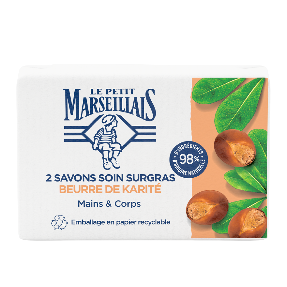 Savon soin surgras beurre karité LE PETIT MARSEILLAIS, 2x100g