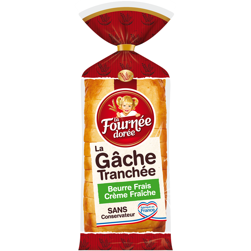 Gâche tranchée au beurre frais LA FOURNEE DOREE, 500g