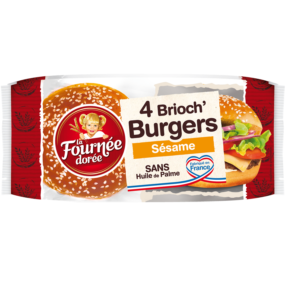 Pains Burger Brioch' burger sésame LA FOURNEE DOREE, x4 soit 250g