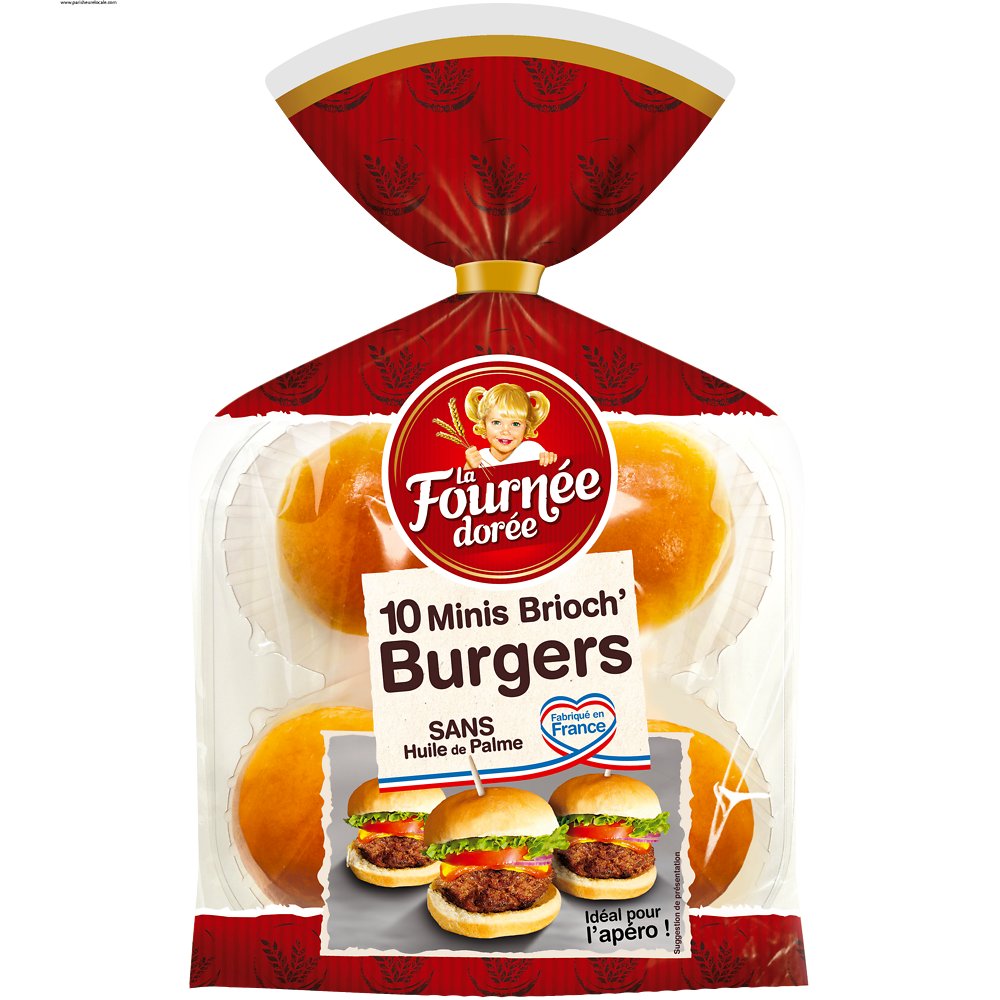 Pains Burger Mini brioch' burger LA FOURNEE DOREE, x10 soit 200g