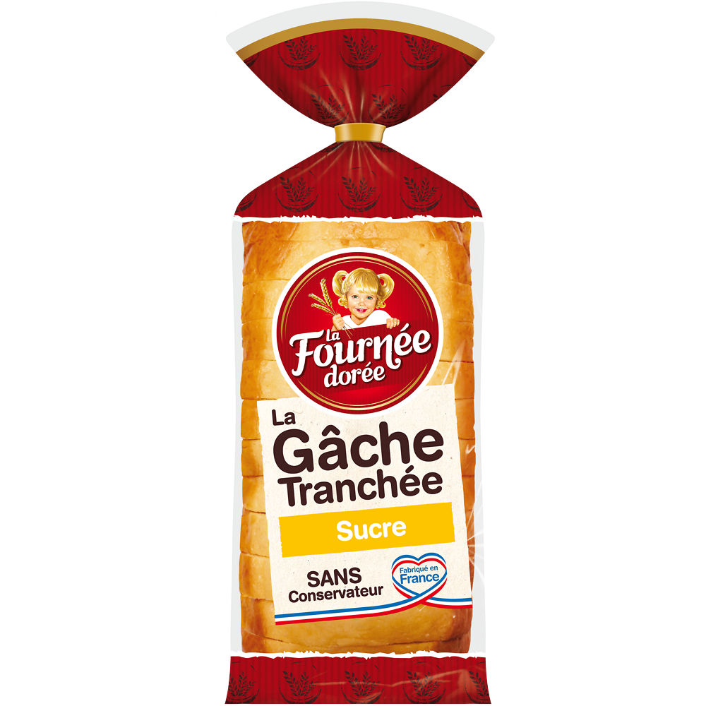 Gâche tranchée au sucre LA FOURNEE DOREE, 500g