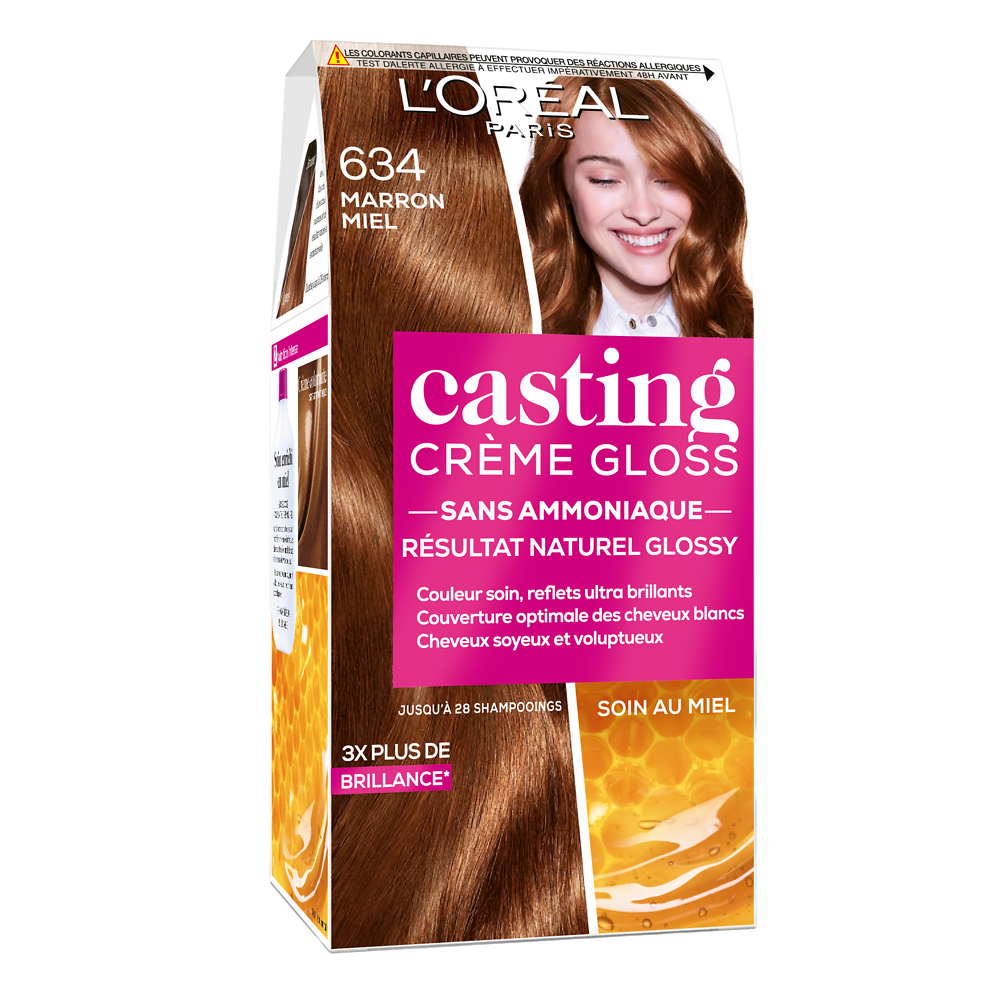 Coloration ton sur ton marron miel n° 634 CASTING CRÈME GLOSS