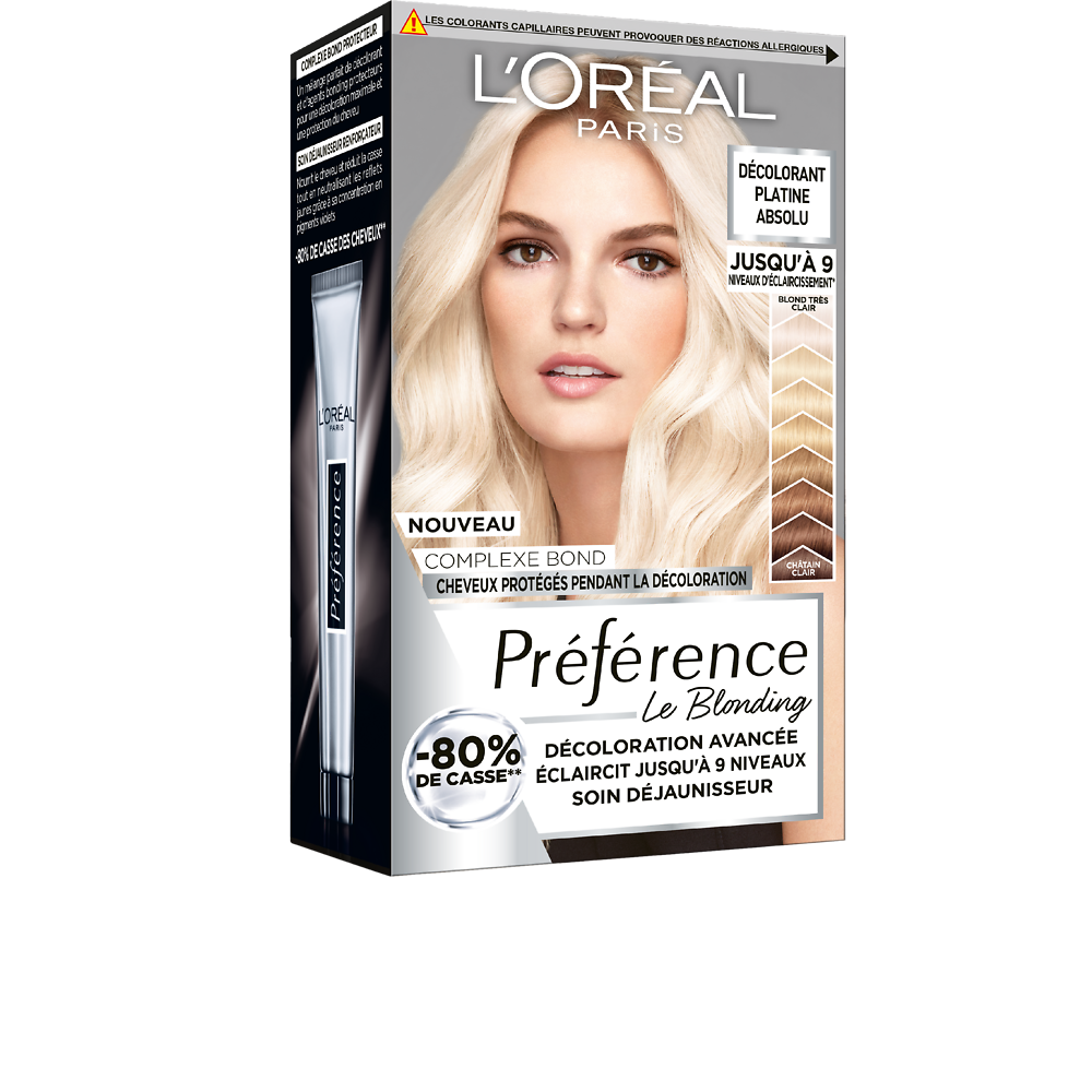 Crème décolorante sans amoniaque PREFERENCE, blond platine absolu 180g