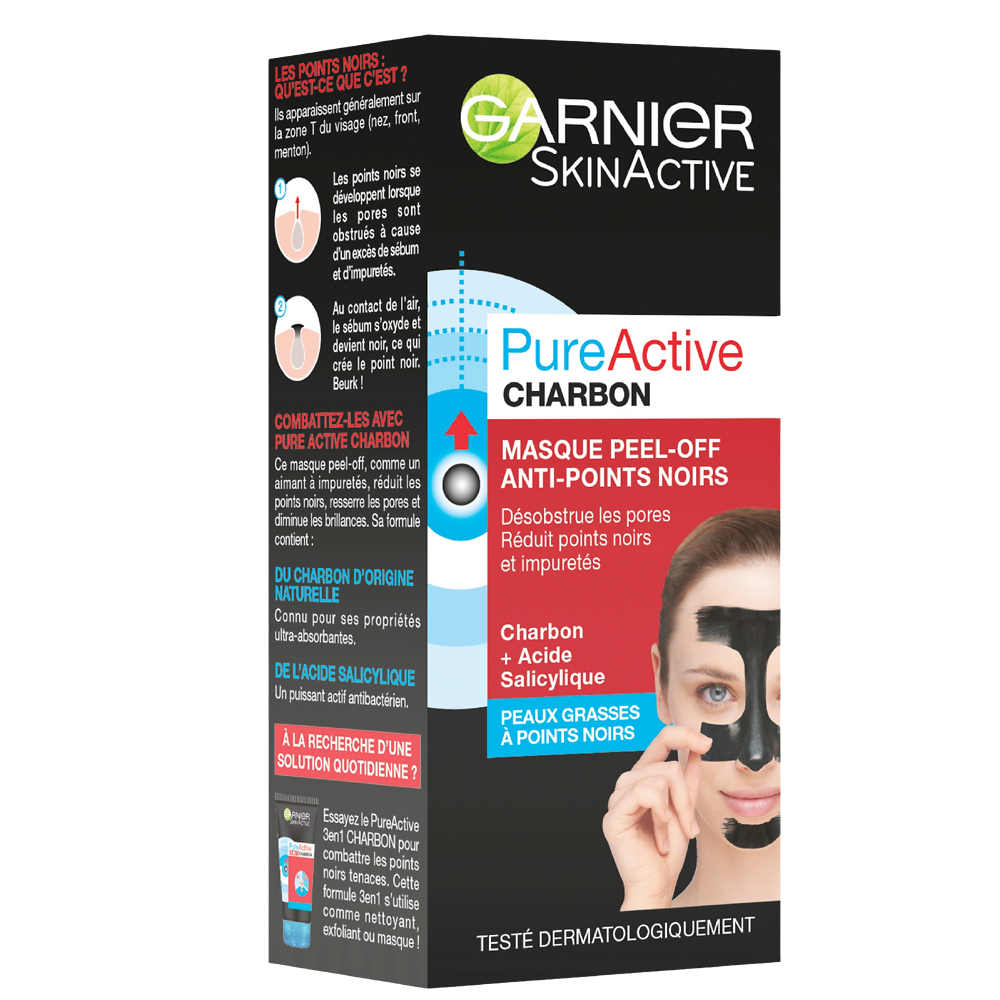 Pure Active Masque Visage Peel-off Charbon Anti-imperfections GARNIERx1