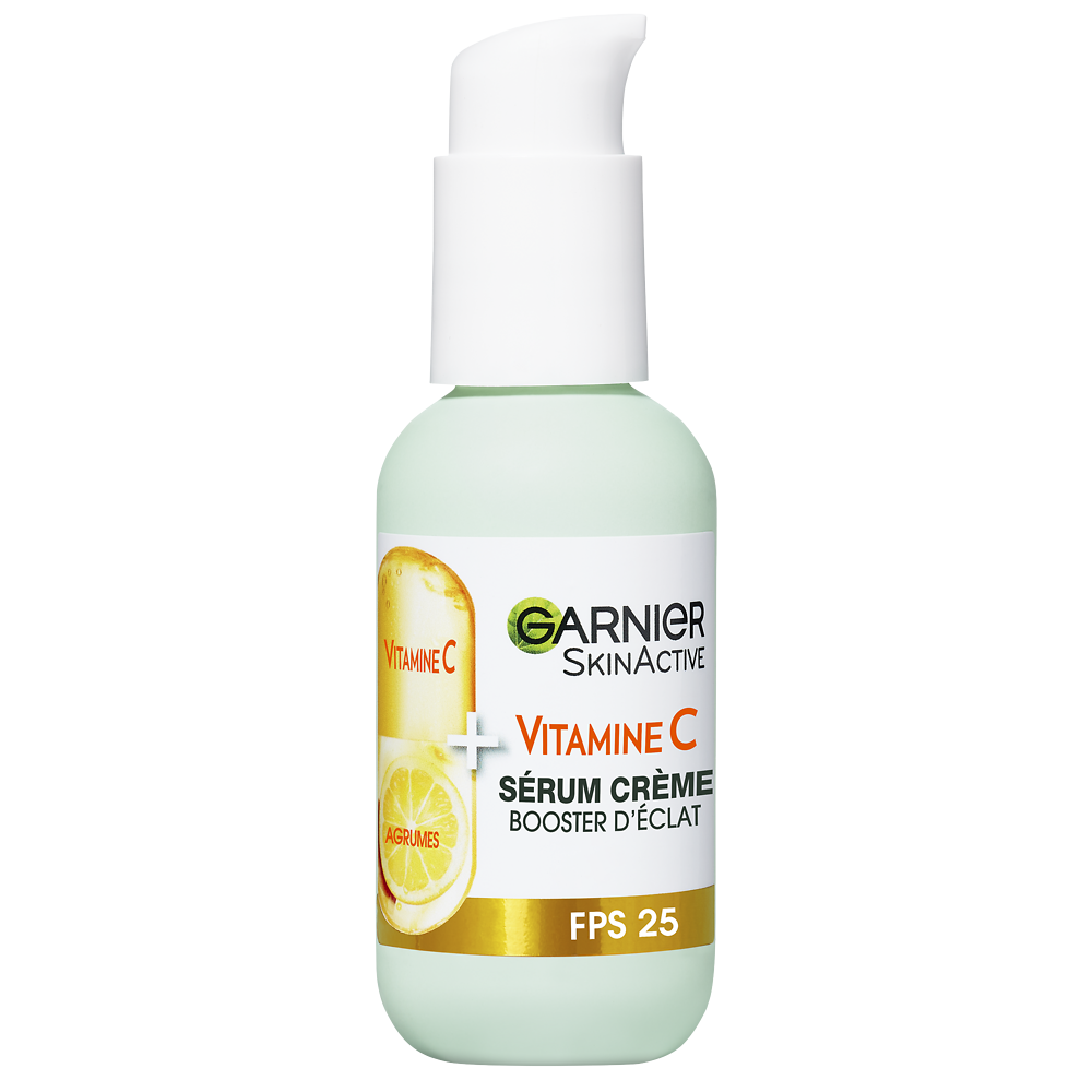 Sérum Crème Visage 2en1 Vitamine C Booster d'éclat GARNIER Flacon Pompe 50 ml