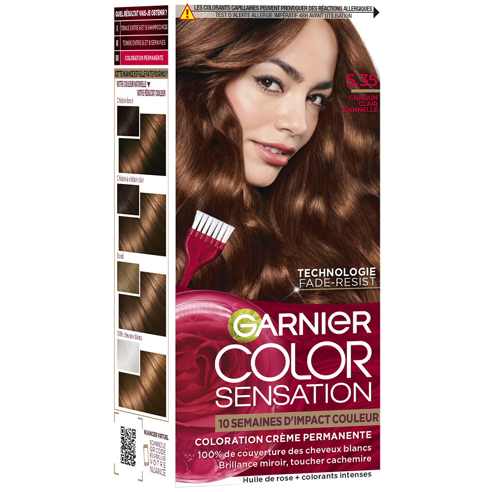 Coloration Châtain Clair Cannelle 5.35 COLOR SENSATION Garnier