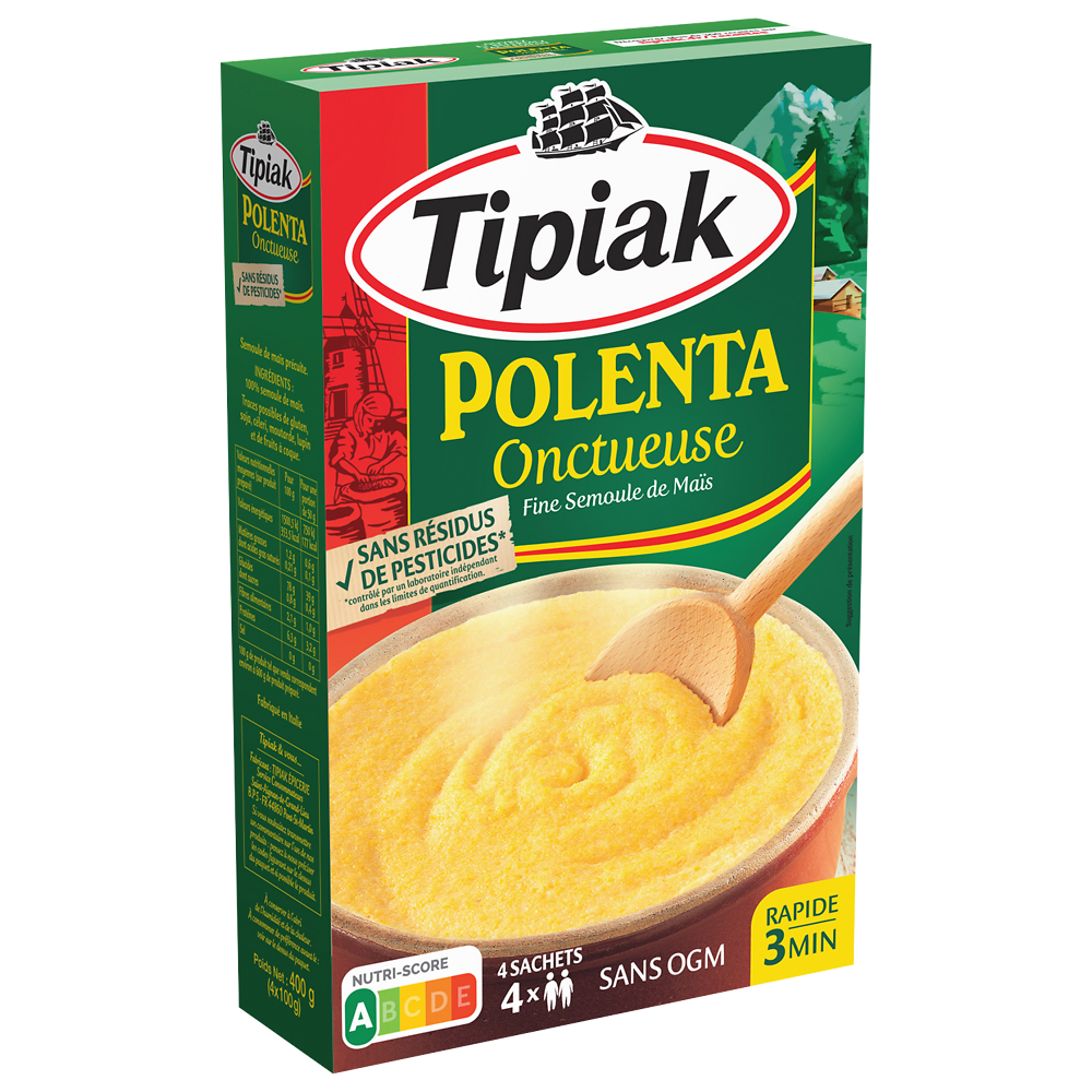 Polenta Onctueuse sans résidus de pesticides TIPIAK - 4x100g