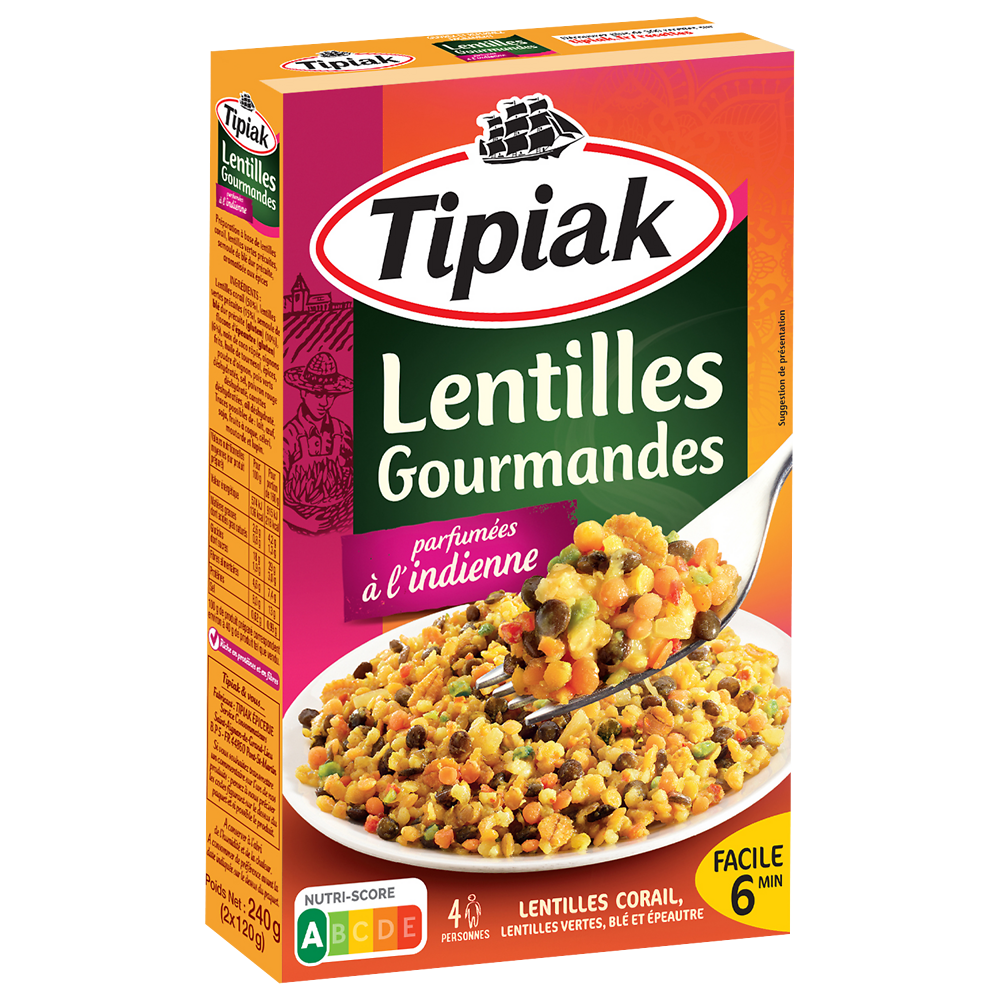 Lentilles gourmandes à l'indienne TIPIAK - 2x120g