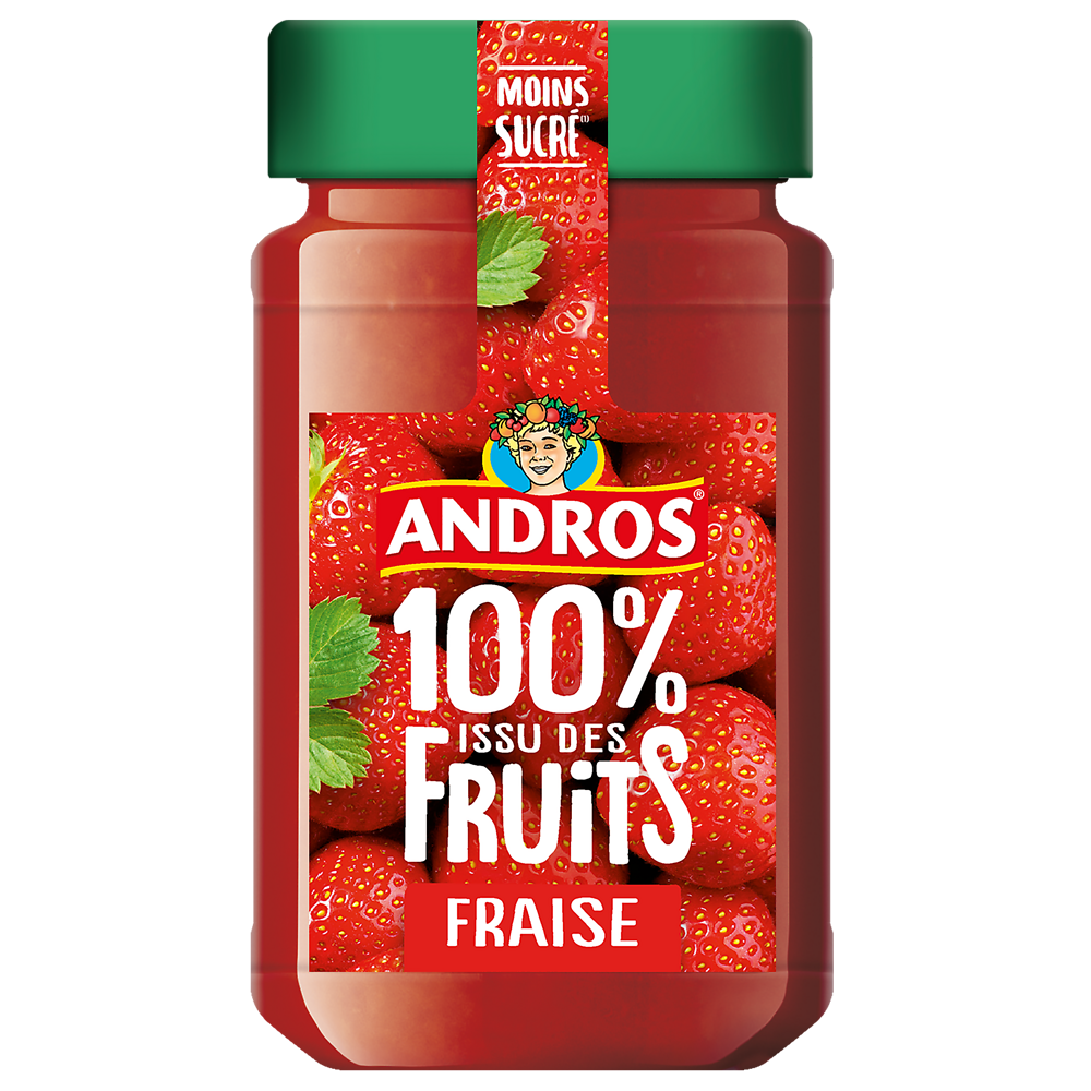 Confiture extra de fraises, 100% issu de fruit ANDROS, 250g