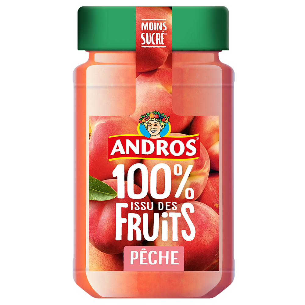 Confiture extra de pêche, 100% issu de fruit, ANDROS 250g