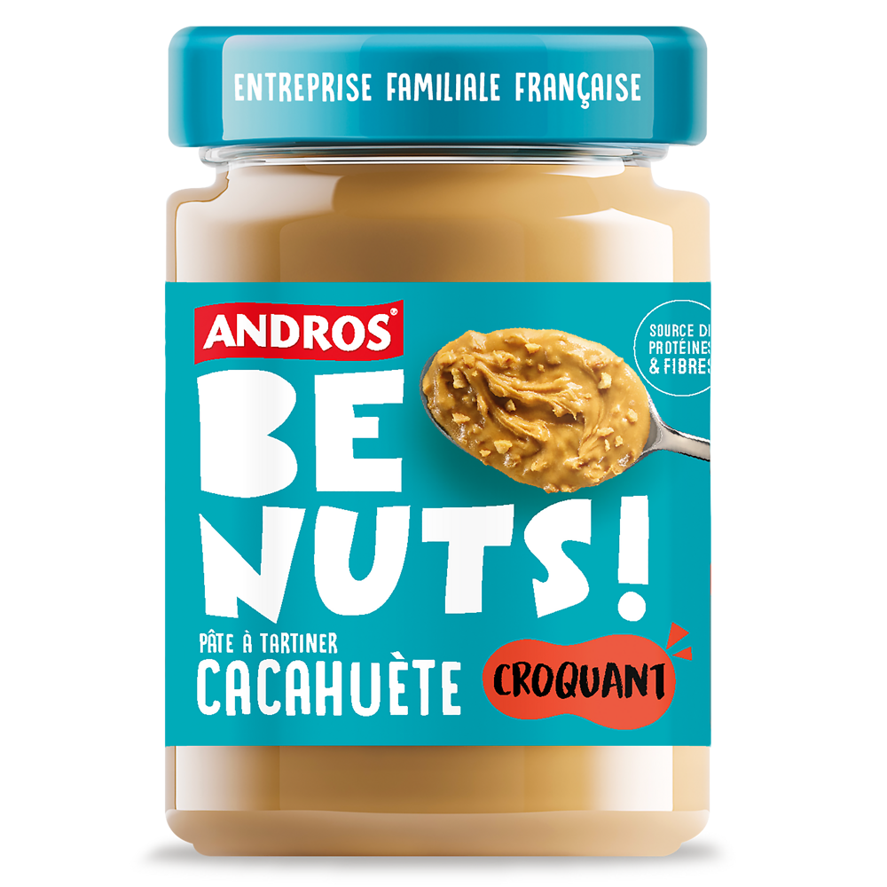 Pâte à tartiner be nuts! cacahuète croquant ANDROS, pot 325g