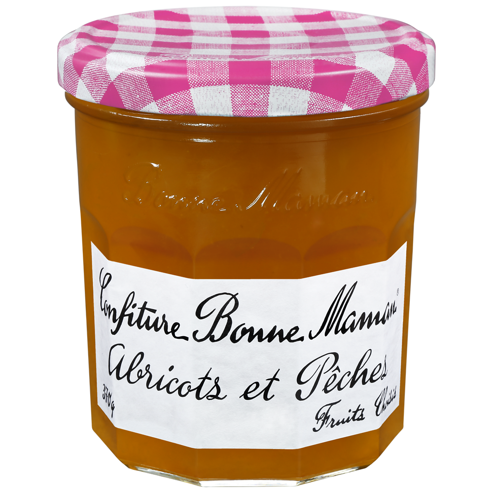 Confiture abricot pêche BONNE MAMAN, bocal de 370g