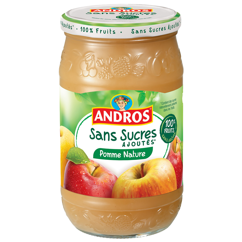 Dessert fruitier pomme nature sans sucres ajoutés, ANDROS, bocal, 730g