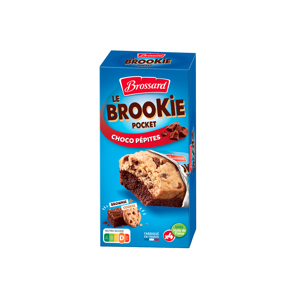 Cookies aux pépites de chocolat sur gâteaux au chocolat BROSSARD, x4 soit 184g