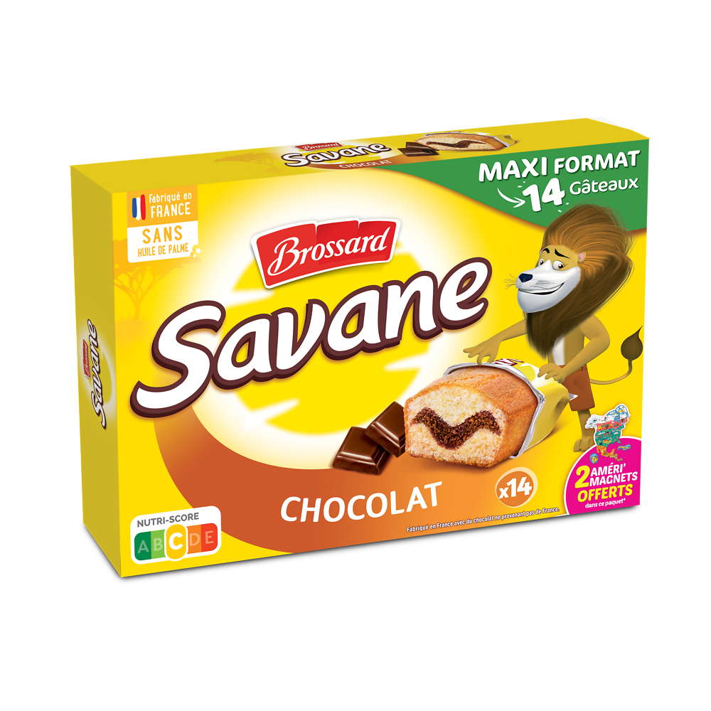 Gâteau marbré SAVANE chocolat Pocket BROSSARD, x14, 420g