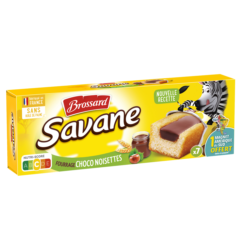 Gâteau marbré SAVANE cacao noisettes Pocket BROSSARD, x7, 189g