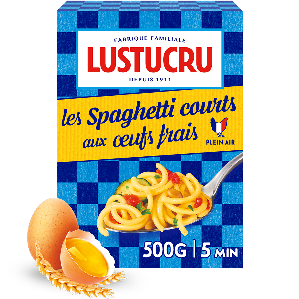 Spaghetti courts aux oeufs frais LUSTUCRU, 500g