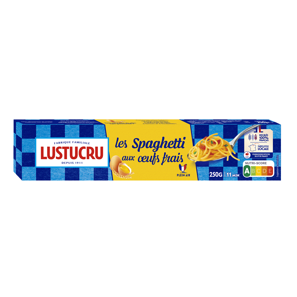 Spaghetti longs aux oeufs LUSTUCRU, paquet de 250g