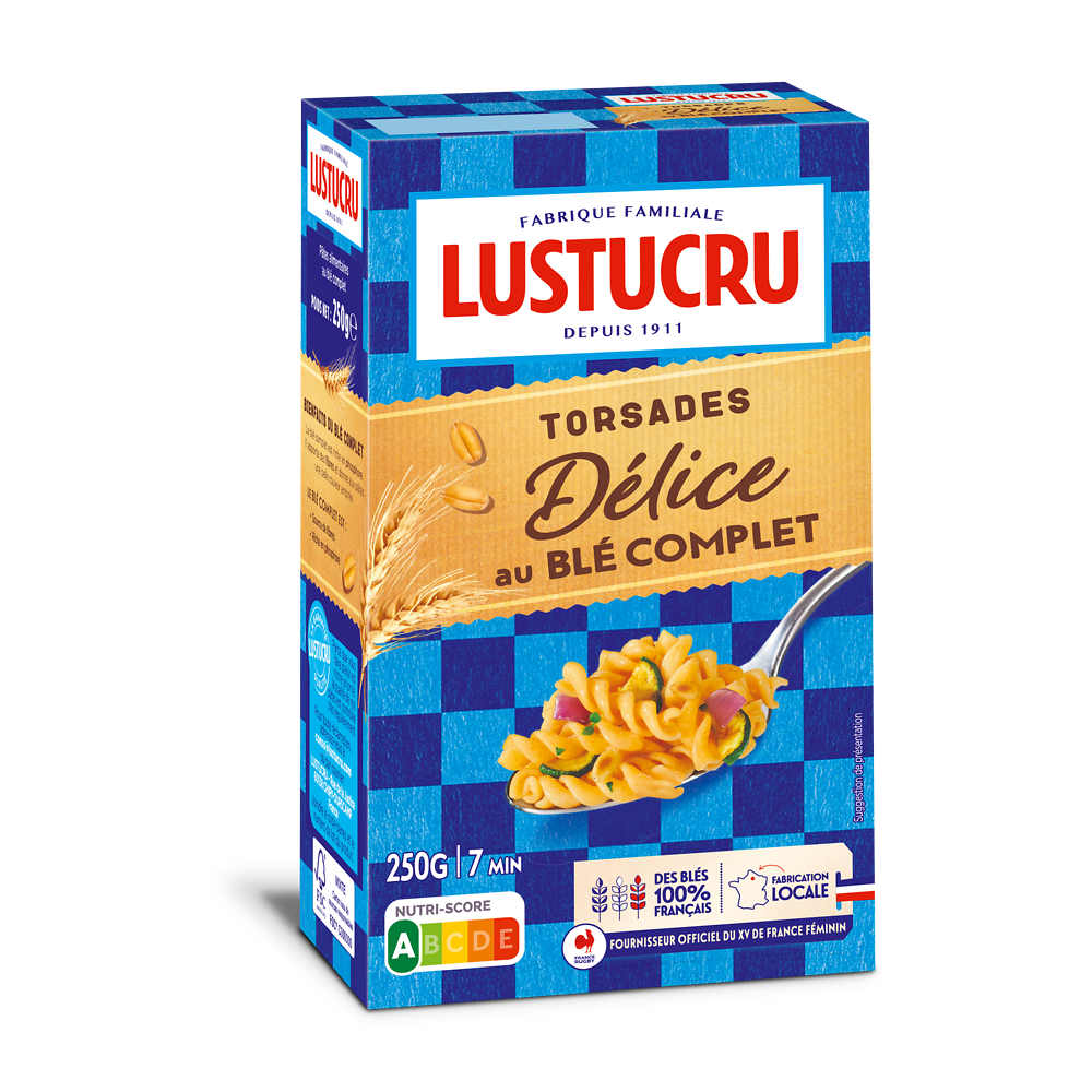 Pâte Torsades Délice au blé complet LUSTUCRU, 250g