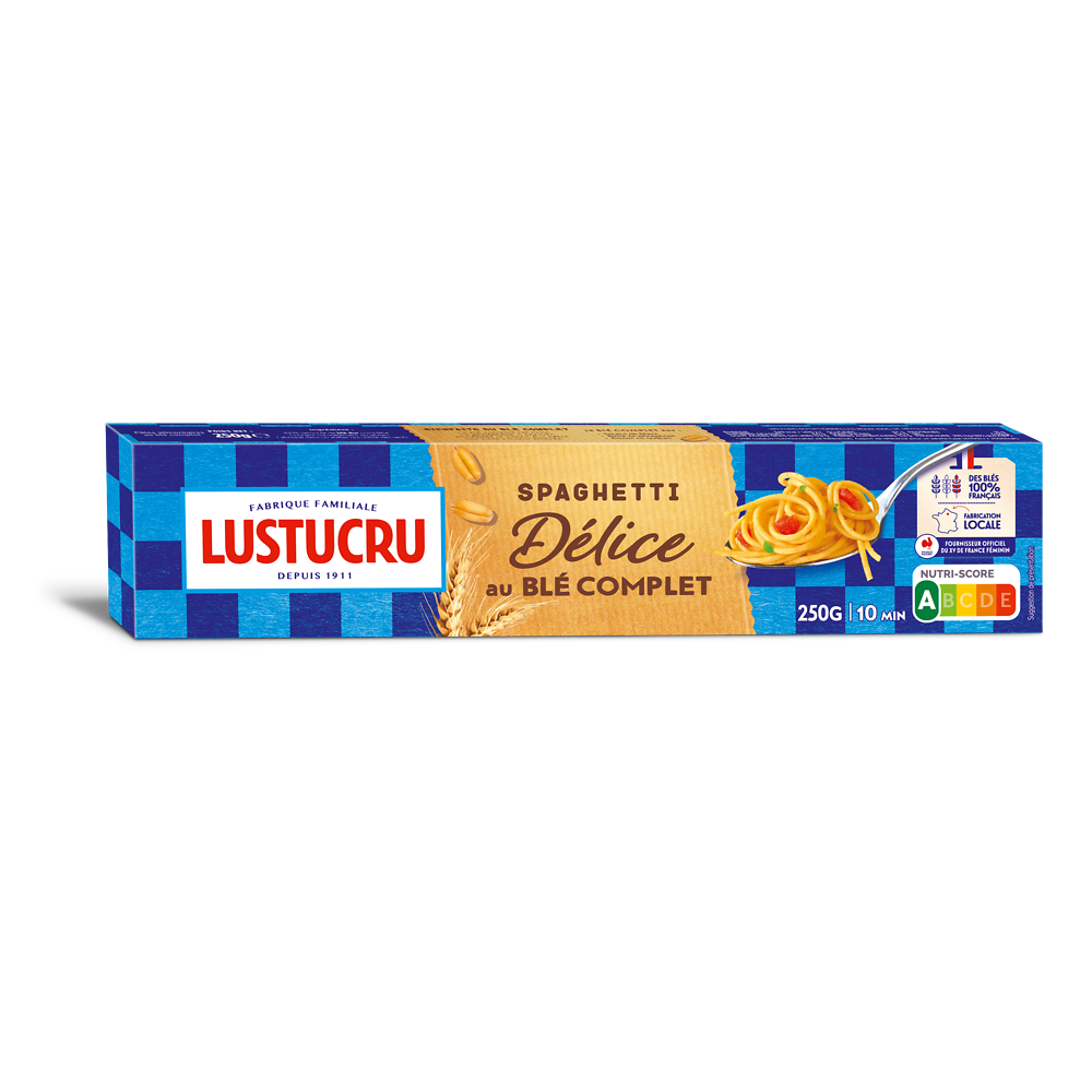 Délice au blé complet spaghetti LUSTUCRU sachet 250g