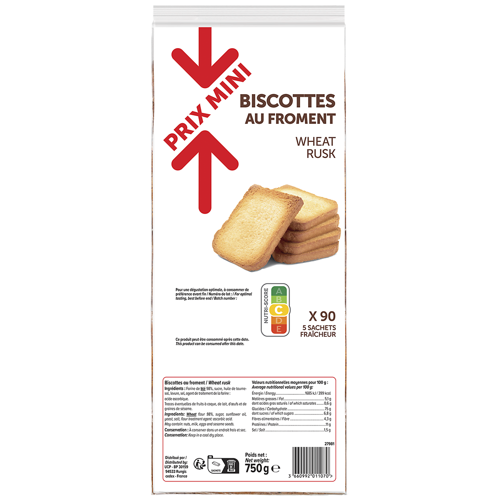 Biscotte au froment PRIX MINI - 750g