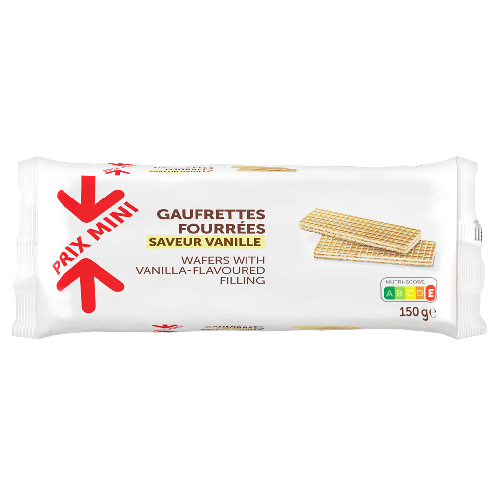 Gaufrettes fourrées saveur vanille PRIX MINI - 150g