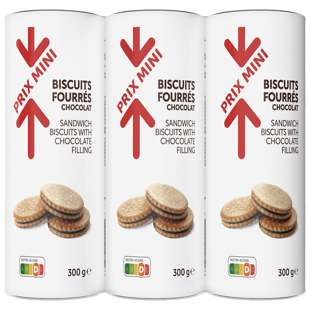 Biscuits fourrés chocolat PRIX MINI - 3x300g