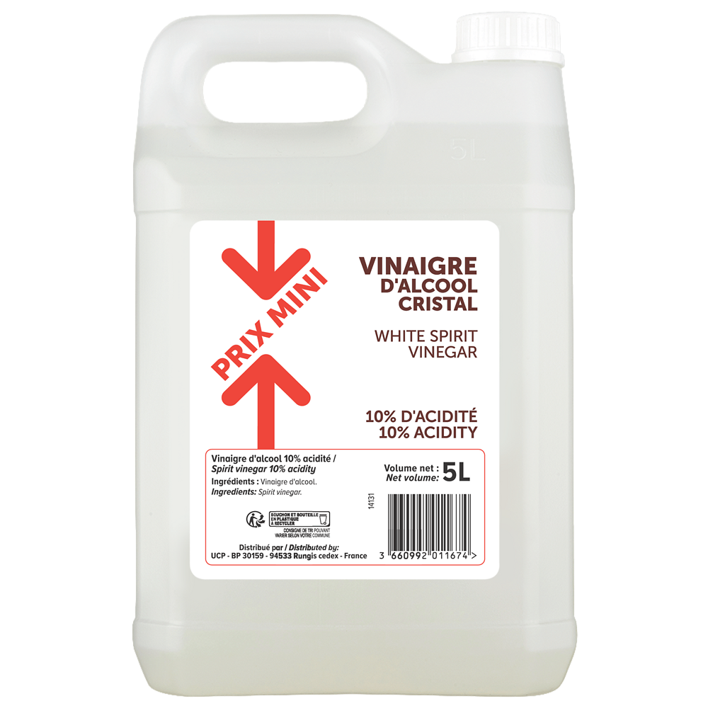 Vinaigre d'alcool cristal 10° PRIX MINI - 5L