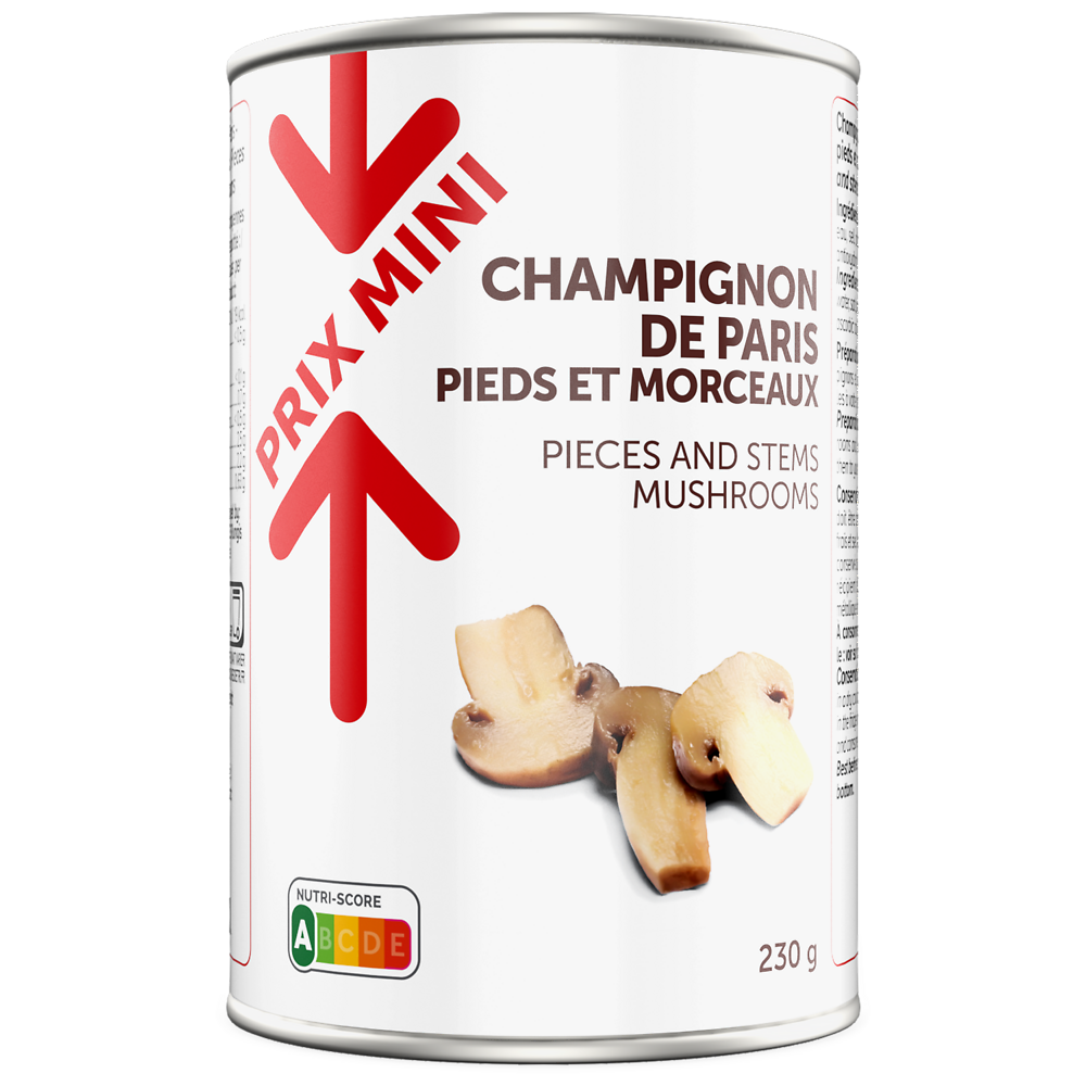 Champignons de Paris pieds et morceaux PRIX MINI - Boîte 230g