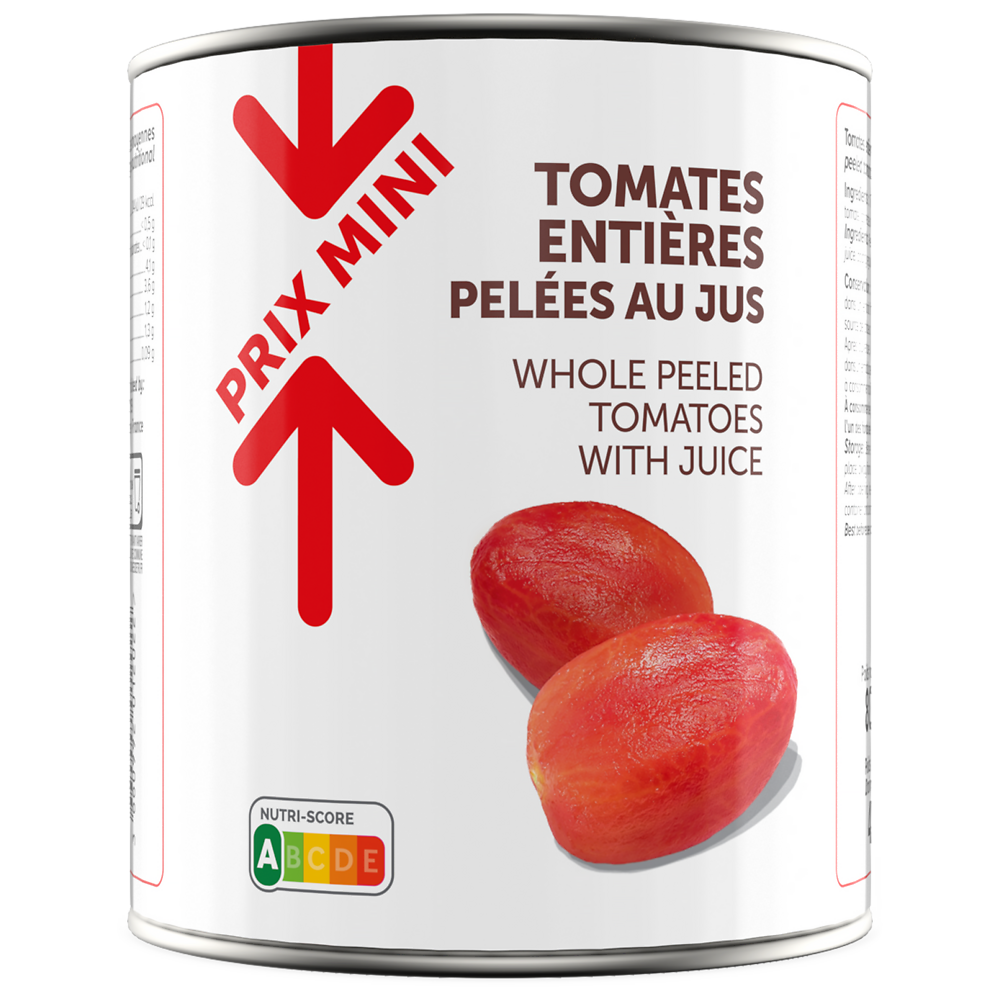 Tomates entières pelées PRIX MINI - Boîte 476g