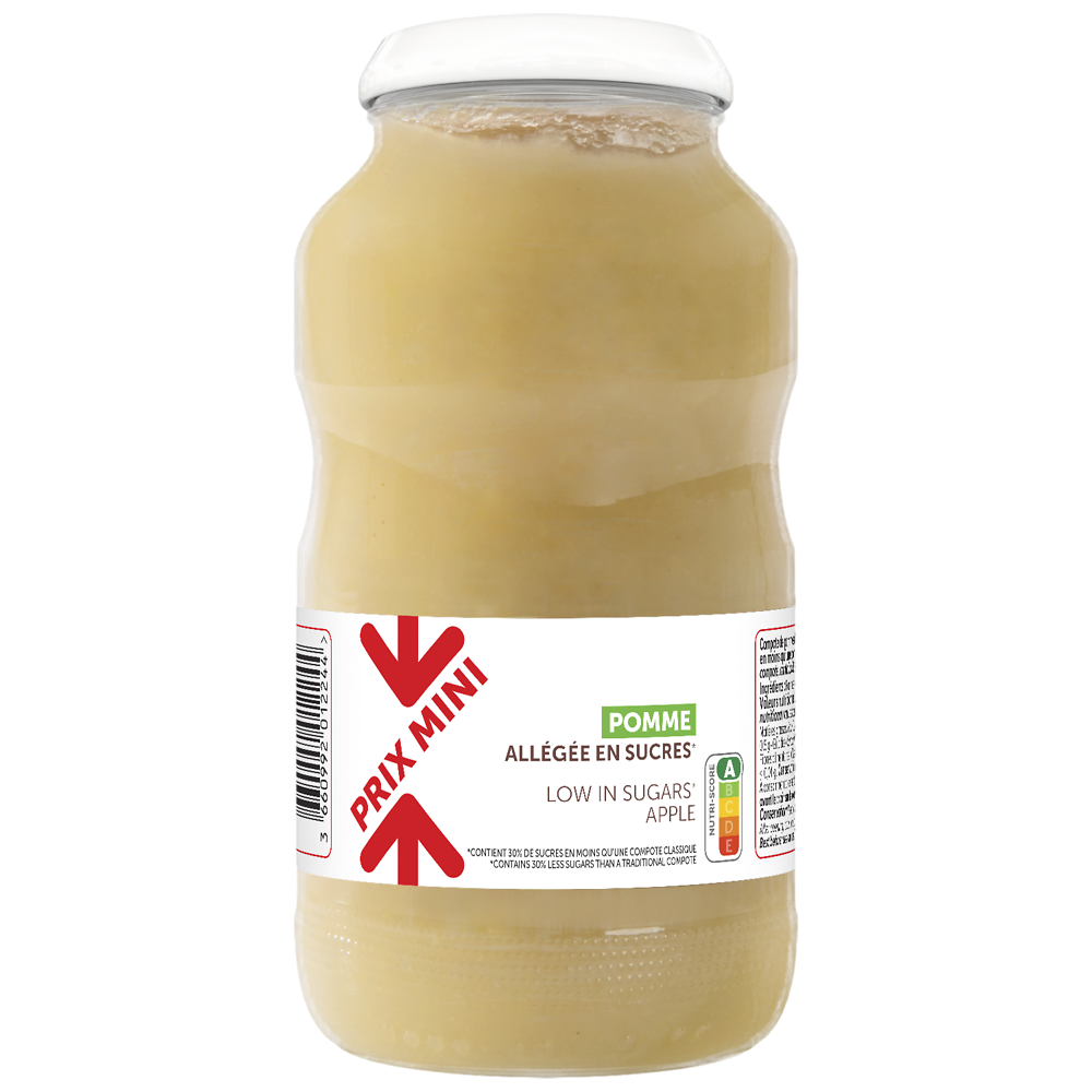 Compote de pommes allégée en sucres PRIX MINI - bocal 720g