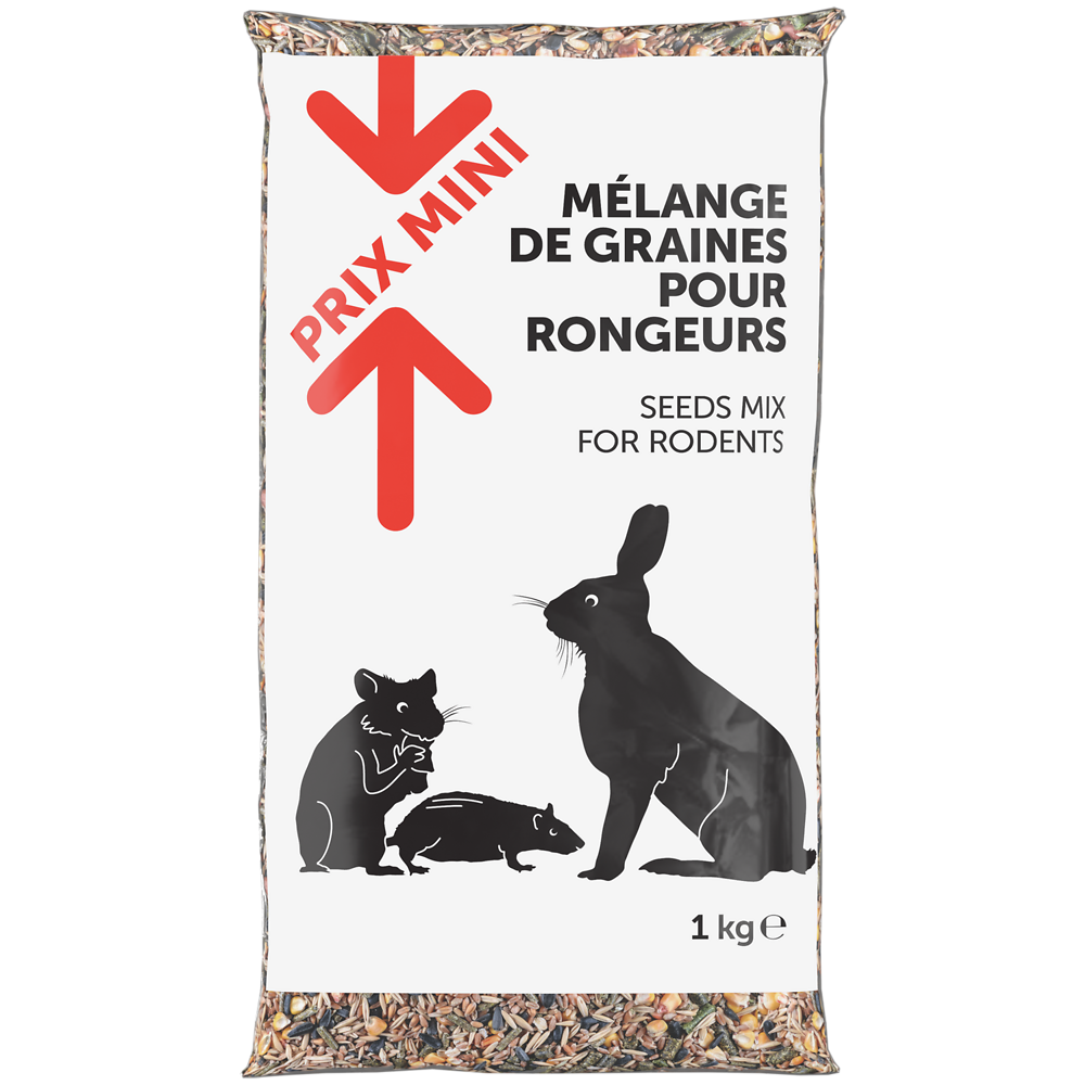 Mélange de granulés et graines pour rongeurs PRIX MINI sac 1kg