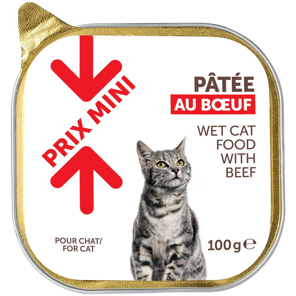 Barquette pour chat Pâtée au boeuf PRIX MINI - barquette 100g